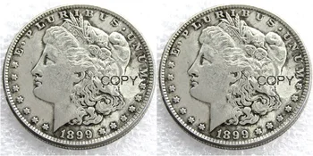 JAV Monetų 1899/1899 Du Veidus UNC/Sena Spalvos Morgan Doleris kopijuoti Monetas, Sidabro Padengtą