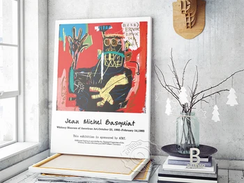 Jean Michel Basquiat Gatvės Menas Abstraktus Plakatas, Dailės Parodos, Drobė, Tapyba, Modernus Galerijos Sienos Nuotraukas Namų Dekoro