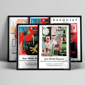 Jean Michel Basquiat Gatvės Menas Abstraktus Plakatas, Dailės Parodos, Drobė, Tapyba, Modernus Galerijos Sienos Nuotraukas Namų Dekoro