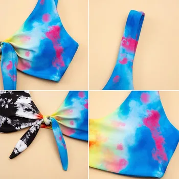 JIAYAN Seksualus Bikini Nustatyti Moterų Push Up maudymosi kostiumėlį Spausdinami Aukštos Juosmens Moterų Paplūdimio Vasaros Kaklaraištis Dažų Plaukti Maudymosi Drabužius