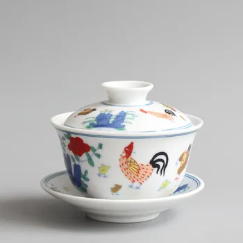 Jingdezhen Arbatos Puodelio Kinijos Teaset Archaistic Gaidys GaiWan Keramikos Dangčiu Dubuo Kavos Puodelis ir Lėkštelė Nustatyti Stalo Teaware patys puodeliai