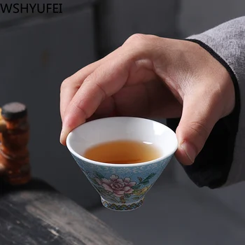 Jingdezhen Keramikos arbatos rinkinys Handpainted Pastelinių Bijūnas Tradicinę Kinų Porceliano Teacup Arbatos rinkinys Arbatos Rinkinys Kelionės arbatos rinkinys