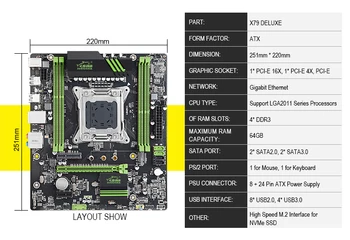 JINGSHA X79 motininė plokštė combo kit rinkinys Xeon E5 2640 LGA 2011 4Pcs x 8GB= 32GB 1333 DDR3 ECC REG atmintis