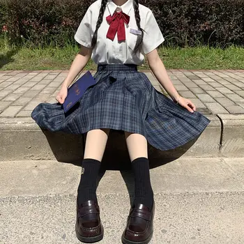 JK Sailor Vienodas Mini Moteris Mokyklos Seksualus korėjos Pledas Aukšto Juosmens Harajuku Kawaii Sijonas Plius Dydis Pastelinių Klostyti Moterų Moksleivė