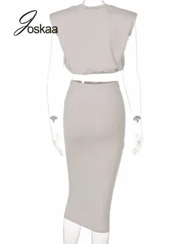 Joskaa Kietas Pasėlių Viršų ir Midi Sijonas 2 Gabalas Rinkiniai Moterims Komplektus Mados Streetwear Elegantiškas OLIS Darbą Drabužių Vasaros 2021