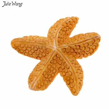 Julie Wang 6pcs/pak Mielas Žvaigždė Jūros Tema Embellishment Miniatiūrinių Sodų Papuošalus Dervos gaminiai Priedai 23 mm