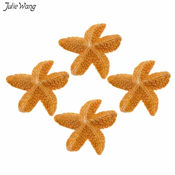 Julie Wang 6pcs/pak Mielas Žvaigždė Jūros Tema Embellishment Miniatiūrinių Sodų Papuošalus Dervos gaminiai Priedai 23 mm