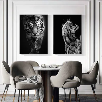 Juoda ir Balta Gyvūnų Tigras fonai Sienos Menas Drobė Nuotraukas Abstrakčios Tapybos Drobės Plakatas, Tapyba Namų Dekoro