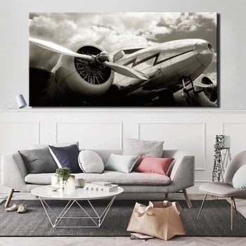 Juoda ir Balta Plakatai ir Spausdinama ant Drobės, Sienos Meno Tapybos Drobės Classic Vintage Lėktuvo Nuotraukas Kambarį be Rėmelio