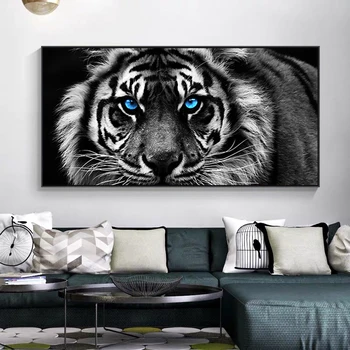 Juoda ir Balta Tigras Vadovas Drobės Paveikslai, Modernus Gyvūnų, Plakatų ir grafikos Sienos Menas Nuotraukas Kambarį Namo Apdaila