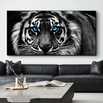 Juoda ir Balta Tigras Vadovas Drobės Paveikslai, Modernus Gyvūnų, Plakatų ir grafikos Sienos Menas Nuotraukas Kambarį Namo Apdaila