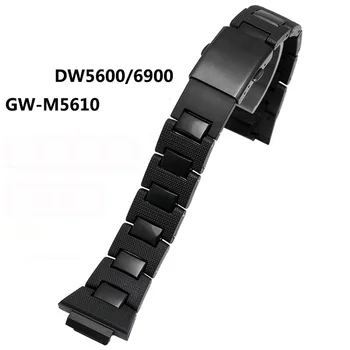 Juodo Plastiko Dirželis GSHOCK DW-5600 DW6900 DW9600 GW-M5610 watchband Nerūdijančio Plieno Sagtis Vyrų Apyrankės Priedai