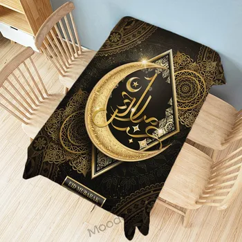 Juodojo Aukso Musulmonų Arabų Kaligrafija Eid Mubarakas Ramadanas Mečetė Namų Puošybai Vandeniui Skalbiniai, Stalo Dangtis Musulmonų Staltiesė