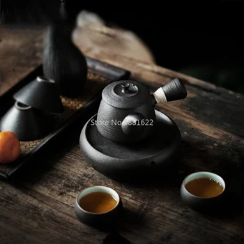 Juodosios keramikos arbatinukas su 2 puodeliai arbatos rinkiniai kinijos kung fu arbatos rinkiniai drinkware