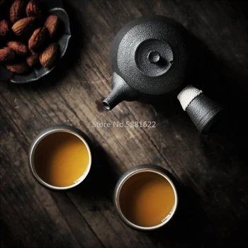 Juodosios keramikos arbatinukas su 2 puodeliai arbatos rinkiniai kinijos kung fu arbatos rinkiniai drinkware