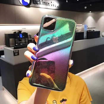 Juokinga 3D Vandens Lašas Vaivorykštė Telefono dėklas Skirtas iphone 11 12 Pro Max 7 8 plus X XR XS SE aurora Gradientas skaidrus sunku Galinį Dangtelį