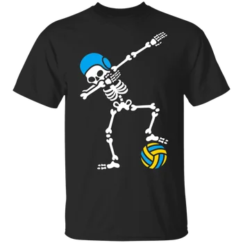 Juokinga, Dab Tepdami Skeletas Vandens Polo Helovinas Plaukti T-Shirt Juoda-Karinio Jūrų Laivyno Vyrų