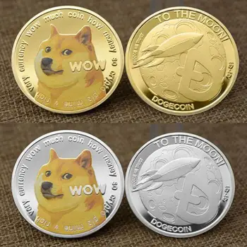 Juokinga Dogecoin Aukso/Sidabro Padengtą WOW Šuo Progines monetas, Mielas Šuo Modelis Suvenyrų Kolekcija Dovanos