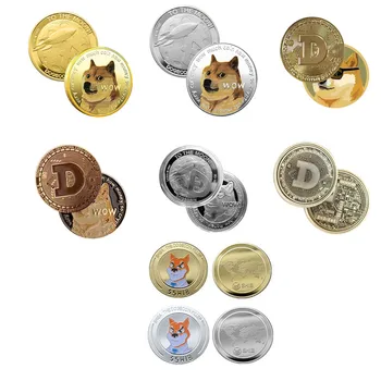 Juokinga Dogecoin Aukso/Sidabro Padengtą WOW Šuo Progines monetas, Mielas Šuo Modelis Suvenyrų Kolekcija Dovanos