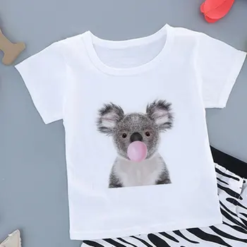 Juokinga koala panda print vaikų marškinėliai kawaii berniukai viršūnes atsitiktinis mergaičių marškinėliai vaikams, cartoon mergina balta rausva, geltona drabužiai