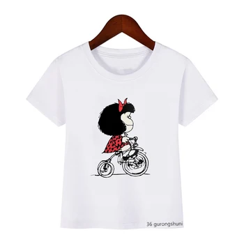 Juokinga, vaikiški marškinėliai mielas animacinių filmų Mafalda spausdinti berniukų marškinėliai vasaros atsitiktinis Harajuku girls marškinėlius viršūnes Gimtadienio dovana kostiumas viršūnės