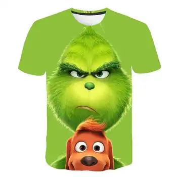 Juokingas Filmas Kalėdų Žalia Grinch 3D Spausdinimo Berniukas T-shirt Vaikas Mielas Vasaros Trumpas Rankovės marškinėliai Kūdikiams, Vaikams Laisvalaikio Tees Viršūnės