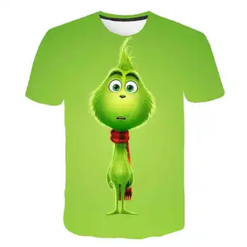 Juokingas Filmas Kalėdų Žalia Grinch 3D Spausdinimo Berniukas T-shirt Vaikas Mielas Vasaros Trumpas Rankovės marškinėliai Kūdikiams, Vaikams Laisvalaikio Tees Viršūnės