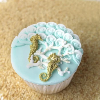 Jūros bangų Formos Minkštas Maisto kokybės 3D Silikoninis Minkštas Saldainių, Šokolado, Ledų Tortas Liejimo Įrankiai