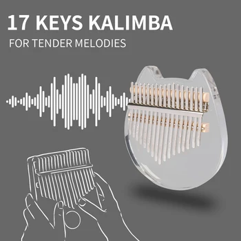 Kalimba Akrilo 17 Klavišą Skaidrus Nykščio Fortepijonui su Tuning Plaktukas Koncertą Kalimba Atveju Rankinis K01-C