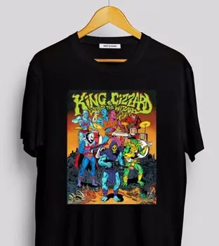 Karalius gizzard ir driežas vedlys Nauja, T-Shirt Vyrų ir Moterų Black Vyrų Vasaros trumpomis Rankovėmis Marškinėliai