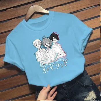 Karšto Anime Pažadėjo Neverland T-shirt Juokinga Emma Norman RayT Marškinėliai Moterims Vyrų Mados Vasaros T-shirt Marškinėlius Hip-Hop Top Tees