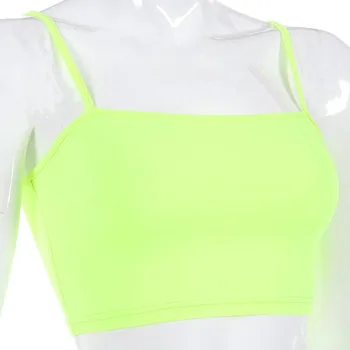 Karšto Atsitiktinis Neoninė Žalia Apkarpyti Viršūnes Moterų Camis Streetwear Slim Seksualus Vasaros Viršūnes 2021 Dirželis Apkarpytos Neon Viršūnes Haut Femme