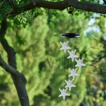 Karšto LED Saulės Vėjo Varpelių Krištolo Rutulį Hummingbird Vėjo Varpelių Šviesos Spalva Keičiasi Vandeniui Kabinti Saulės Šviesos Sode