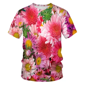 Karšto pardavimo atsitiktinis 3DT marškinėliai ir madingi marškinėliai vyrams ir moterims su gėlių modelius vasarą 2021