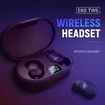 KARŠTO PARDAVIMO!!!E6S TWS Mini Portable Bluetooth 5.1 Belaidžio Įkrovimo In-ear Sporto Ausinių