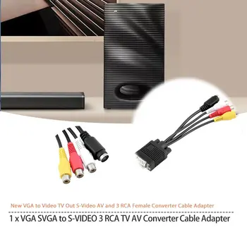 Karšto Pardavimo VGA, SVGA S-VIDEO, 3 RCA Moterų Keitiklio Kabelį, VGA Vaizdo TV Out S-video, AV Adapteris Pluoštas 1 Maišelis ONLENY