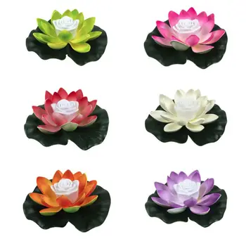 Karšto Parduoti Dirbtinės Šviesos diodų (LED) Spalvingas Lotus vandeniui netikrą tvenkinys gėlės Lotus Lapų Lily Vandens Žibintų Festivalis Apdailos Ligh