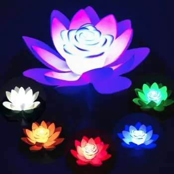 Karšto Parduoti Dirbtinės Šviesos diodų (LED) Spalvingas Lotus vandeniui netikrą tvenkinys gėlės Lotus Lapų Lily Vandens Žibintų Festivalis Apdailos Ligh