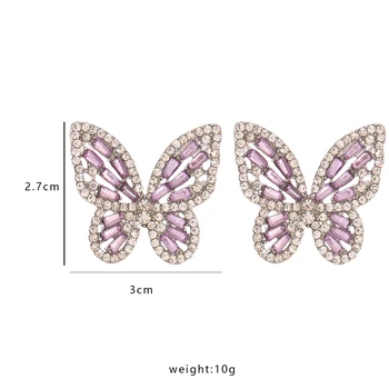 Karšto Parduoti Metalo Crystal Butterfly Ašigalio Auskarai Moterims, Rankų Darbo Apakinti Spalvingi Auskarai Vestuves Papuošalai