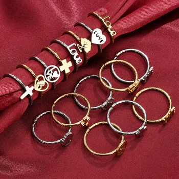 Karšto Pora, Žiedas Iš Nerūdijančio Plieno Žiedai Mėgėjams Mados Skiedra Aukso Spalvos Atidaryti Žiedai Širdies Laišką Išskirtinių Poros Vestuvių Žiedas