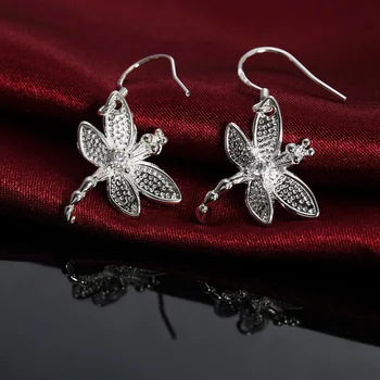 Karšto smulkių bižuterijos 925 Sterling Silver crystal dragonfly auskarai Moteris Populiariausių markių Geriausias draugas Atostogų Dovanos