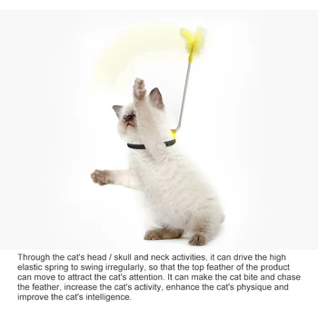 Katė Self-excited Apykaklės, Kaklo Žaislas Pavasario Kojų Katė, Kačiukas, Interaktyvus Žaislas Stick Plunksnų Kibinimas Lazdelė Erzinti Cat Stick Naminių Reikmenys