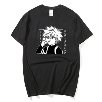 Kawaii Hunter X Hunter Marškinėlius Vyrams trumpomis Rankovėmis Killua Zoldyck T-shirt O-Kaklo Įrengtos Minkštos Medvilnės, Anime, Manga, Marškinėliai, Drabužiai