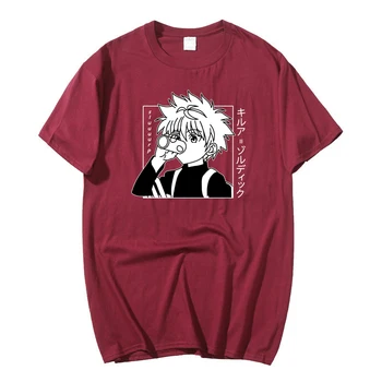 Kawaii Hunter X Hunter Marškinėlius Vyrams trumpomis Rankovėmis Killua Zoldyck T-shirt O-Kaklo Įrengtos Minkštos Medvilnės, Anime, Manga, Marškinėliai, Drabužiai