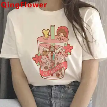 Kawaii Sakura Kortelės Gūstītājs t-shirt vasaros top moterų kawaii ulzzang plius dydis streetwear atsitiktinis marškinėliai ulzzang