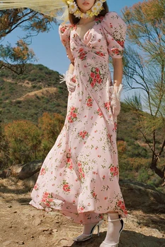 Kepti Gatvės Prancūzijos Mažųjų Gėlių Suknelė Meno Sijonas Nišą Staigmena Spausdinti Sijonas Ilgas Sijonas, Suknelė Suknelė