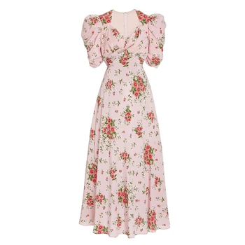 Kepti Gatvės Prancūzijos Mažųjų Gėlių Suknelė Meno Sijonas Nišą Staigmena Spausdinti Sijonas Ilgas Sijonas, Suknelė Suknelė