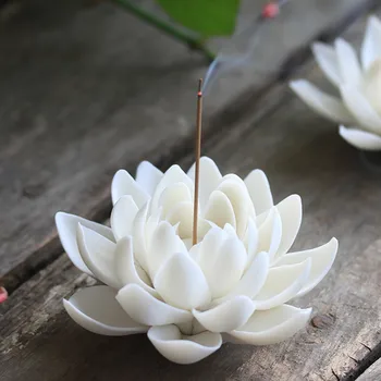 Keramikos White Lotus Smilkalų Degiklis Namų Dekoro Smilkalų Lazdelės Laikiklis Rankų Darbo Budistų Aromaterapija Censer Naudoti Biuro Arbatos