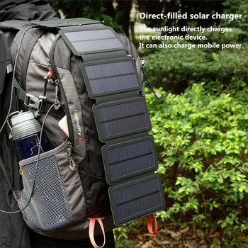 KERNUAP SunPower Lankstymo 10W Saulės Elementų Kroviklis 5V 2.1 USB Išvesties Įrenginiai Nešiojami Saulės Kolektorių išmaniųjų telefonų