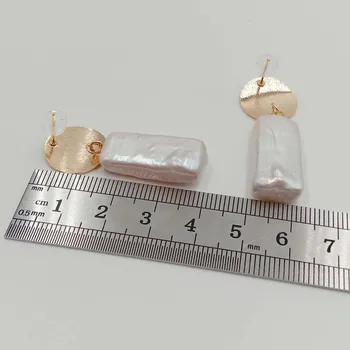 Keshi perlų auskarai, pobūdžio gėlavandenių perlų auskarai ,AAA didelis stačiakampis baroko perlas 12x25 mm,925 sidabras kablys
